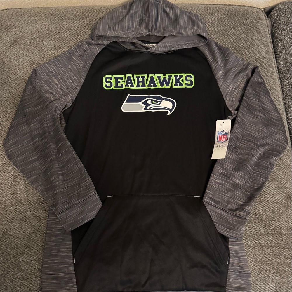 NFL Kids Seahawks Hoodie - Black and Gray with Green Accents